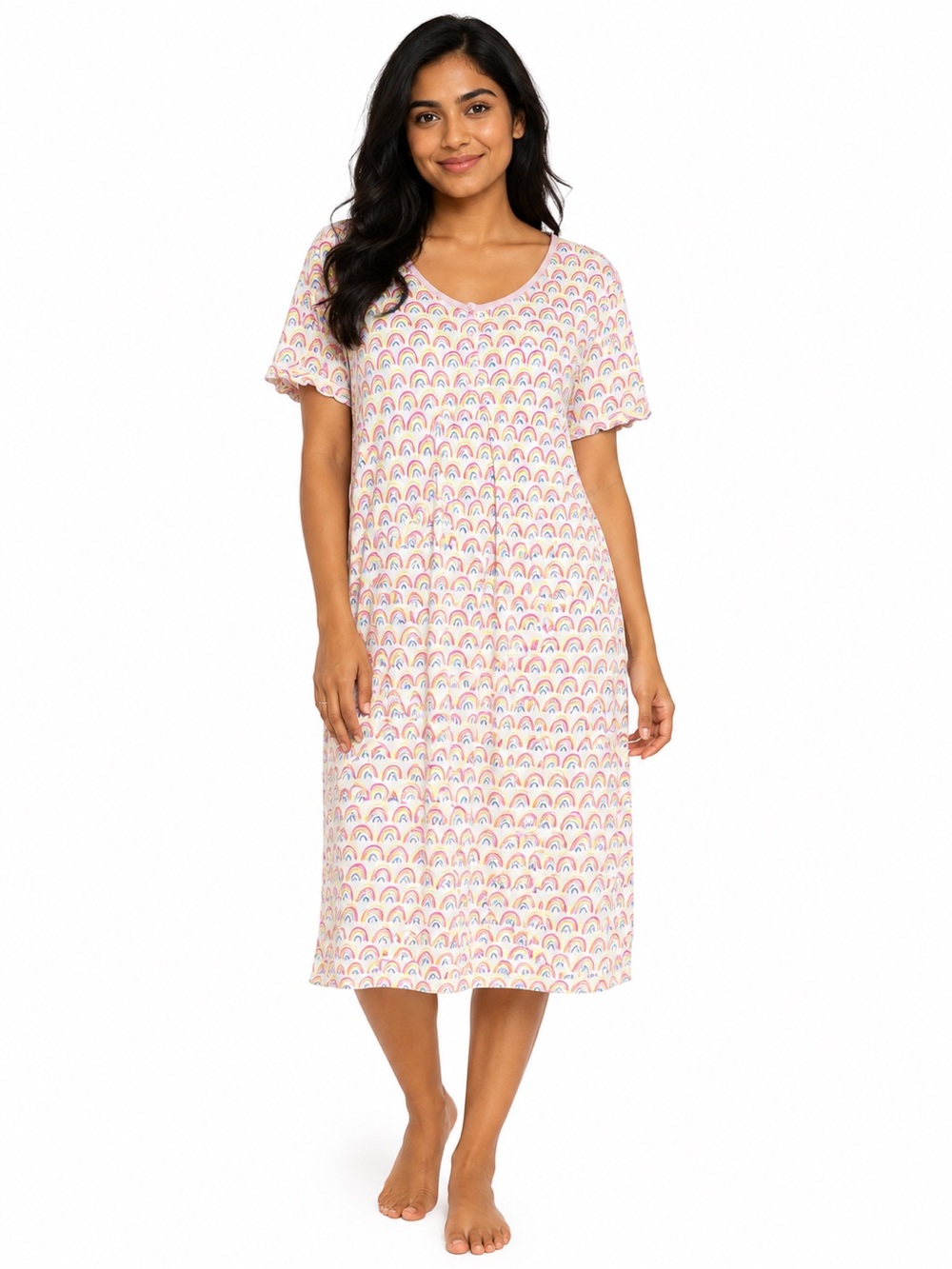 The Sleepies Rainbow Print Sleep Shirt / Nightgown – Size Medium